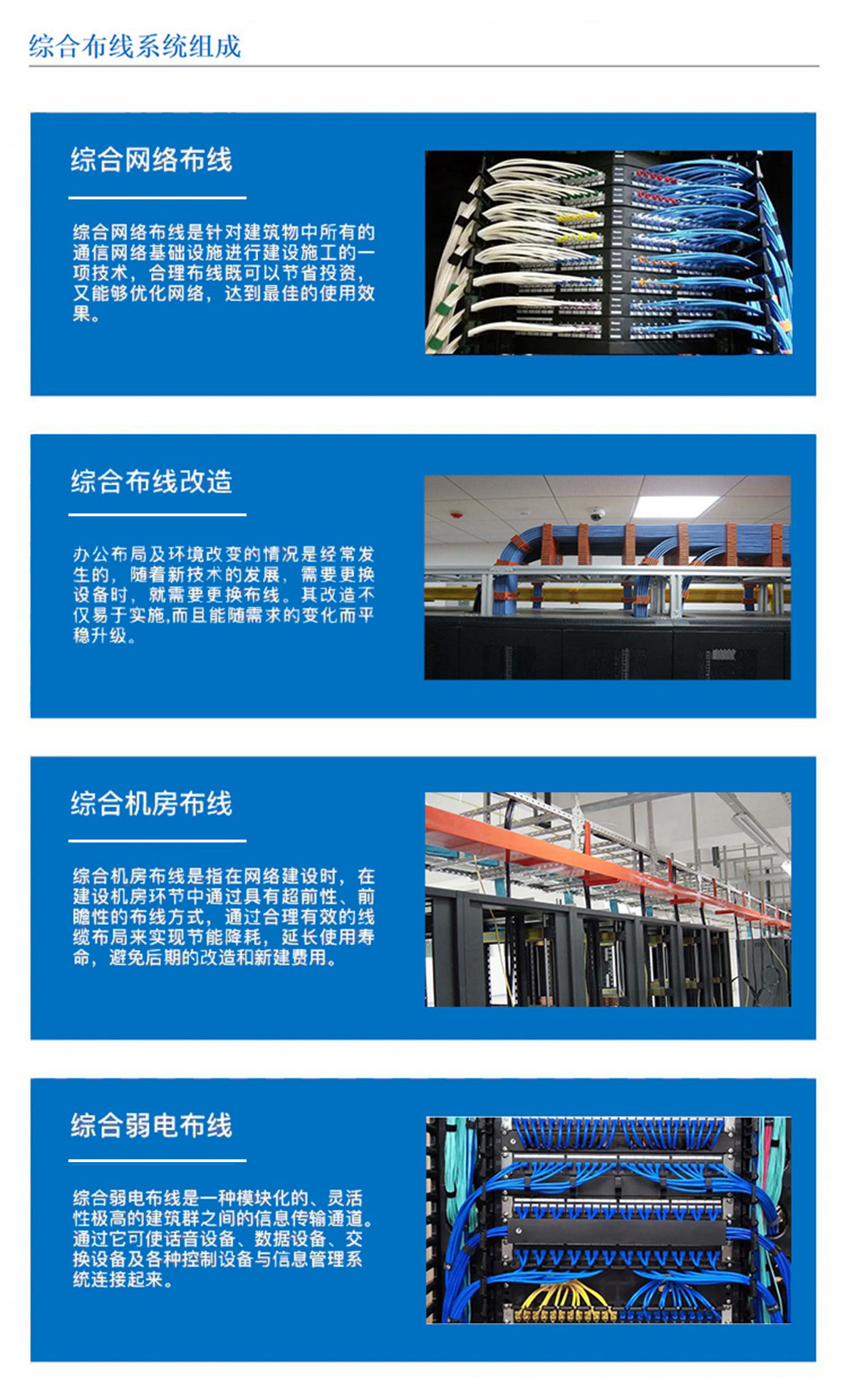 3科技園,工業(yè)園,商業(yè)園,產(chǎn)業(yè)園,農(nóng)業(yè)園,物流園等園區(qū)綜合布線，囊括園區(qū)網(wǎng)絡布線，綜合布線改造，機房布線,弱電布線等，布線是整個系統(tǒng)的基礎和關(guān)鍵環(huán)節(jié)，其質(zhì)量直接影響系統(tǒng)的穩(wěn)定性、可靠性和可擴展性。